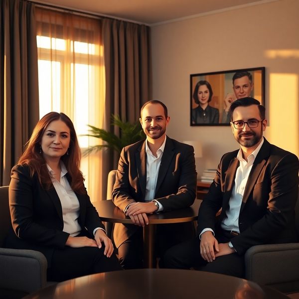 Echipa Atelier Pop într-un birou cu accente aurii