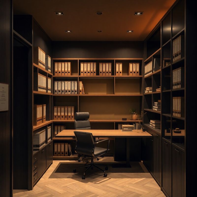 Interior de birou Atelier Pop cu accente cărbune și auriu